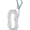 Linea de vida vertical de 50m en cuerda retorcida de nylon de 14mm de diámetro con mosquetón de 55mm en extremo