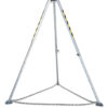 Trípode telescópico de aluminio. Altura de 1,35 a 2,40m. Diametro de base de 1,14 a 2,10m. Capacidad 150 Kg.