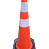 Cono PE Base Goma Económico 1000 mm Rígido y 2 Bandas Reflectivas 10 cm 5kg
