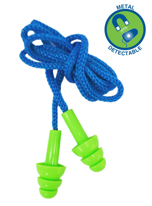 Protector Auditivo Endoaural con Cordón Reutilizable con Metal Detectable 26,2dB