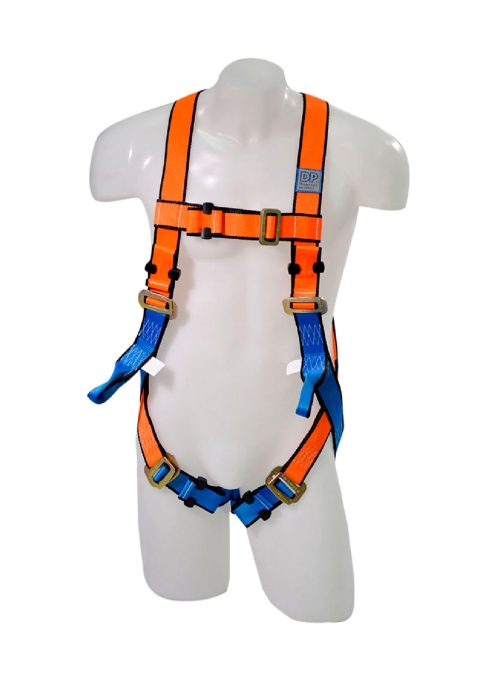 Arnes con enganche en espalda, toma frontal. Regulable en hombros y piernas