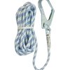 Linea de vida vertical de 50m en cuerda de poliester de 12mm de diámetro con mosquetón de 55mm en extremo