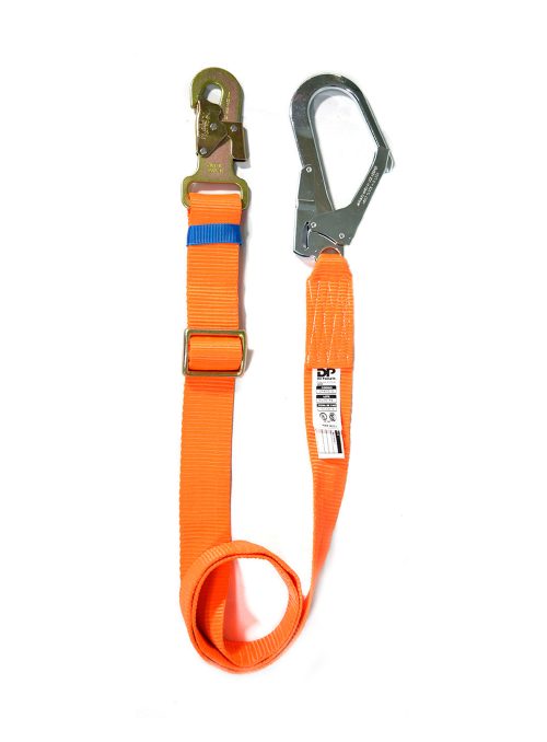 Cola de amarre de cinta plana 1.5 m con mosquetones de 18 mm y de 55 mm