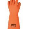 Guante Dielectrico de Latex Clase 2 T 9 Naranja Tensión máx de uso CA 17000V Tensión de prueba CA 20000V Lgo 41 cm RC