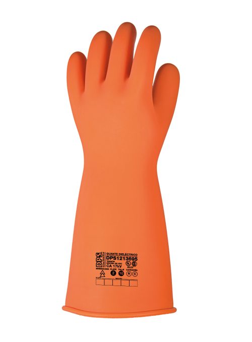 Guante Dielectrico de Latex Clase 2 T 10 Naranja Tensión máx de uso CA 17000V Tensión de prueba CA 20000V Lgo 41 cm RC