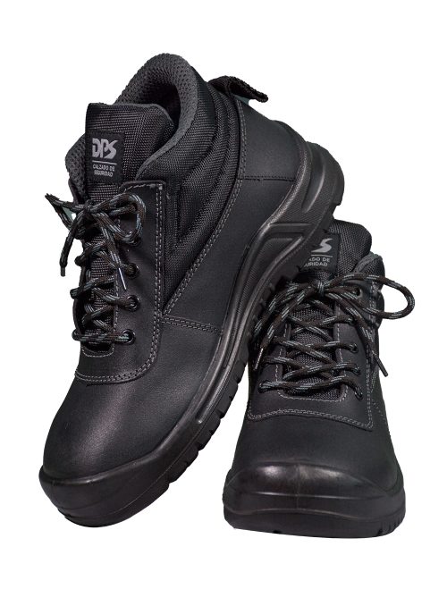 Botin de seguridad, talle 42, cuero descarne negro, puntera de acero