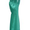 Guante de Acrilo Nitrilo Pesado Verde Flocado Largo Total 45 cm. Espesor 0.6 mm. Talle 9