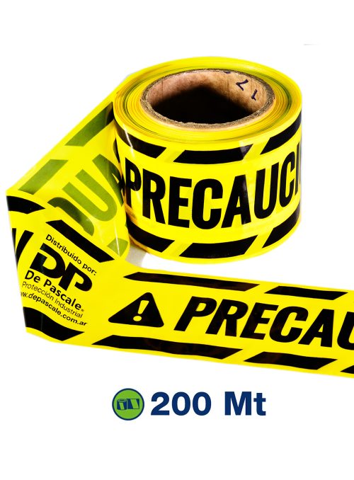 Cinta de Señalizacion Amarilla y Negra. Precaucion. Liviana (30 micrones) - Rollo 200 Mts