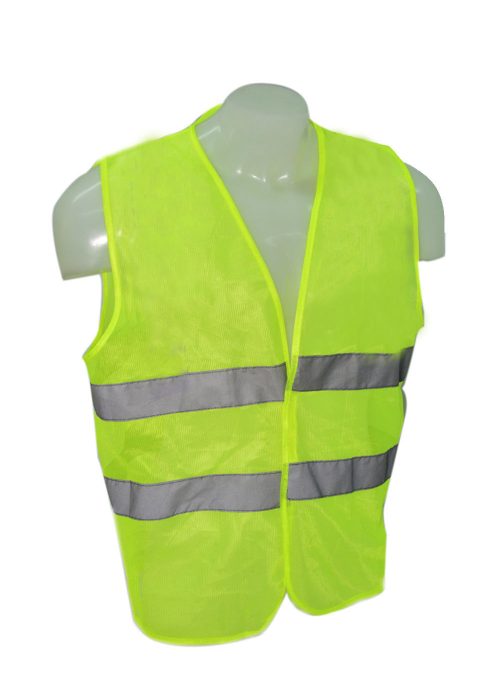 Chaleco Económico Naranja Poliéster, Tamaño 62x68 cm con aplicaciones reflectivas