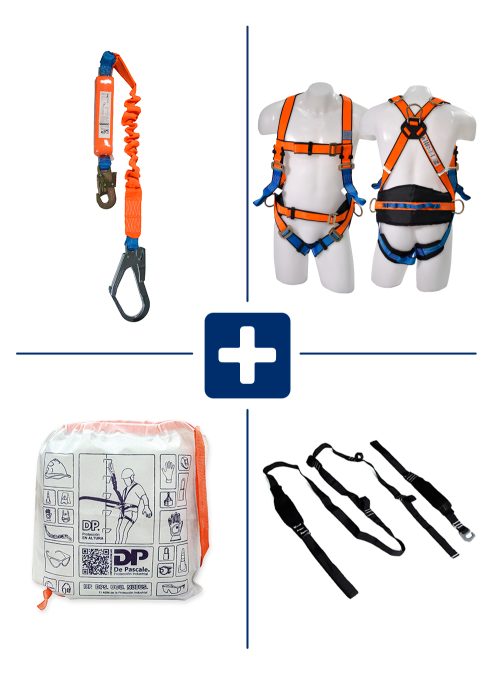 KIT COMPUESTO POR ARNES DPA00004, COLA DE AMARRE ANTICAIDAS DPA000102, ANTITRAUMA Y BOLSO PARA TRANSPORTE