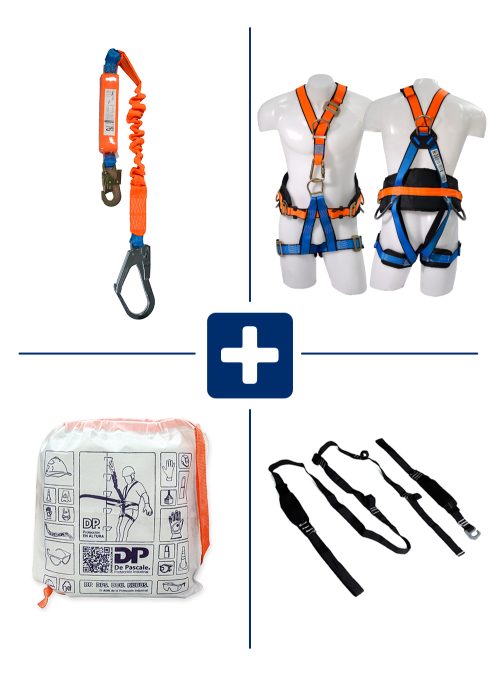 KIT COMPUESTO POR ARNES DPA00005, COLA DE AMARRE ANTICAIDAS DPA000102, ANTITRAUMA Y BOLSO PARA TRANSPORTE
