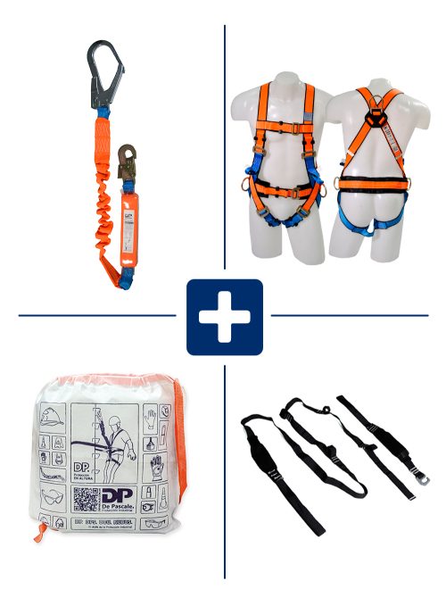 KIT COMPUESTO POR ARNES DPA00002, COLA DE AMARRE ANTICAIDAS DPA000102, ANTITRAUMA Y BOLSO PARA TRANSPORTE