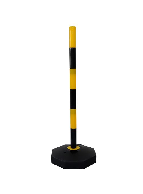 Poste Demarcatorio PE Amarillo y Negro 90 cm Base Octogonal Para Rellenar