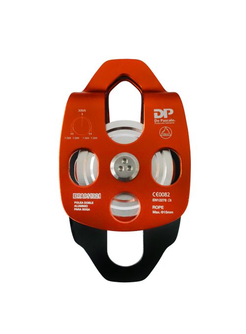 Polea Doble de Aluminio Para Cuerda 9-13 mm, Resistencia 30 kN
