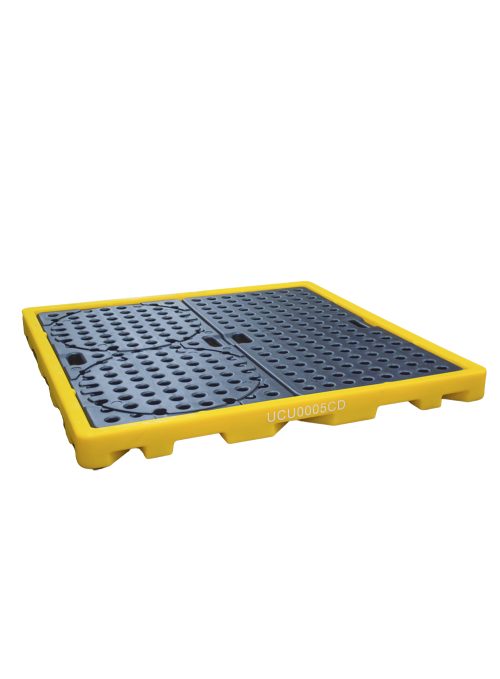 Pallet Antiderrame 4 Tambores Estatico Contencion 120 L Carga 2600 Kg Medidas 1.30x1.30x0.15m